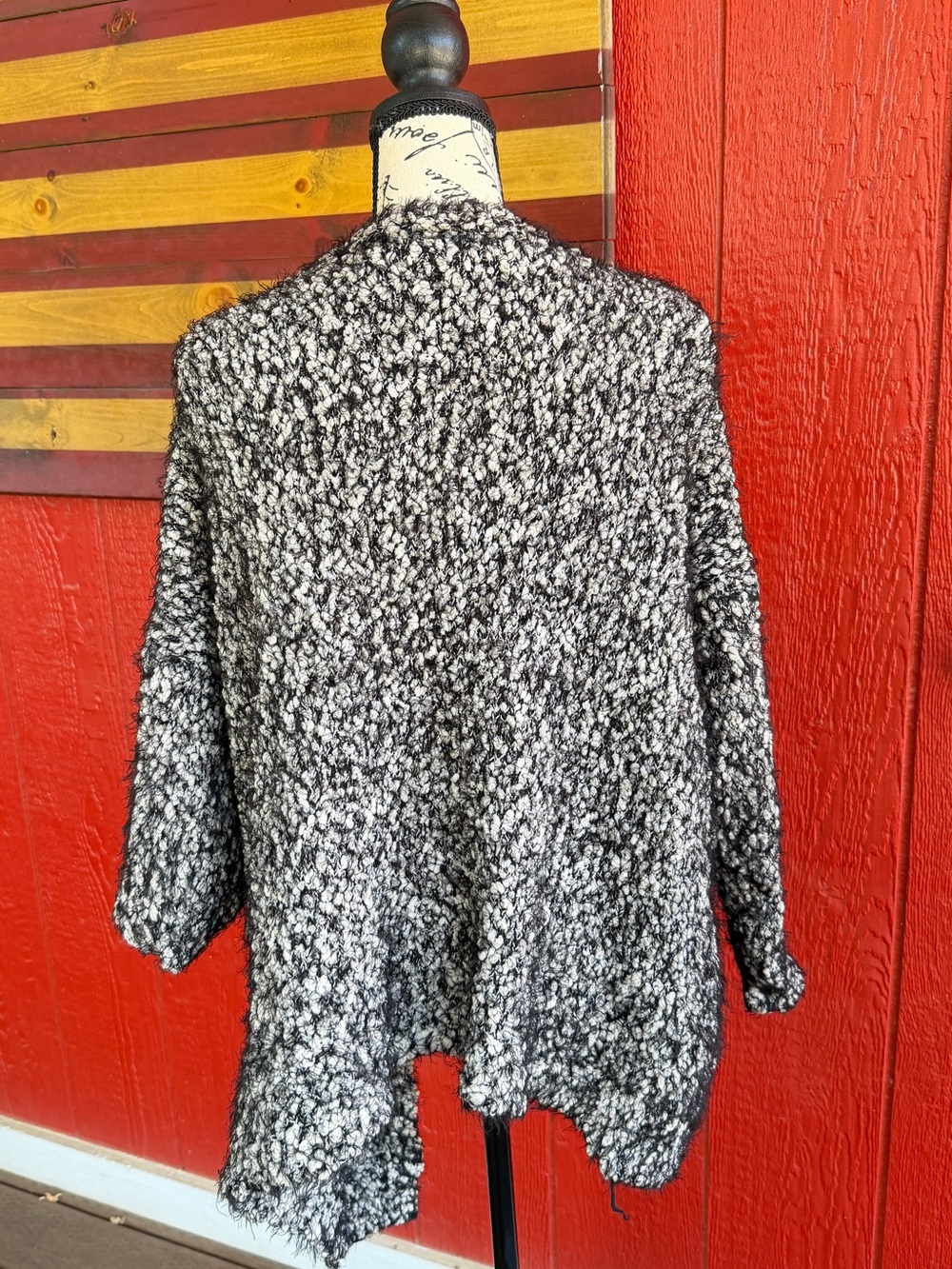Miracle Black & White Bouclé Open Cardigan - Picture 3 of 4